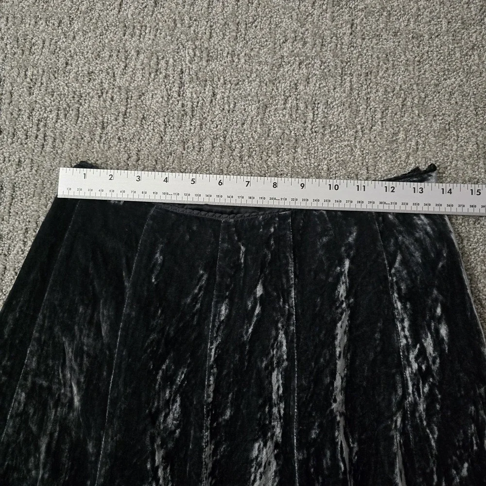 Elie Tahari Beaded Silk Velvet Embroidered Midi Skirt Black Gothic Romantic 2 - Picture 5 of 7